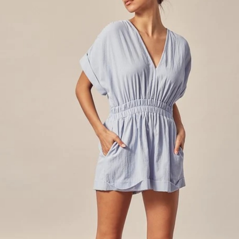 Linen Blue Romper - Picture 5 of 6